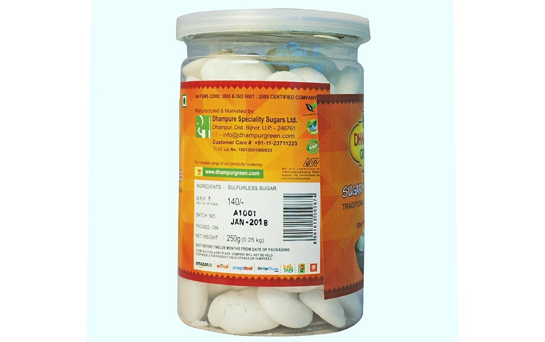 Dhampur Green Sugar Meringues - Traditional Indian Batasha   Jar  250 grams